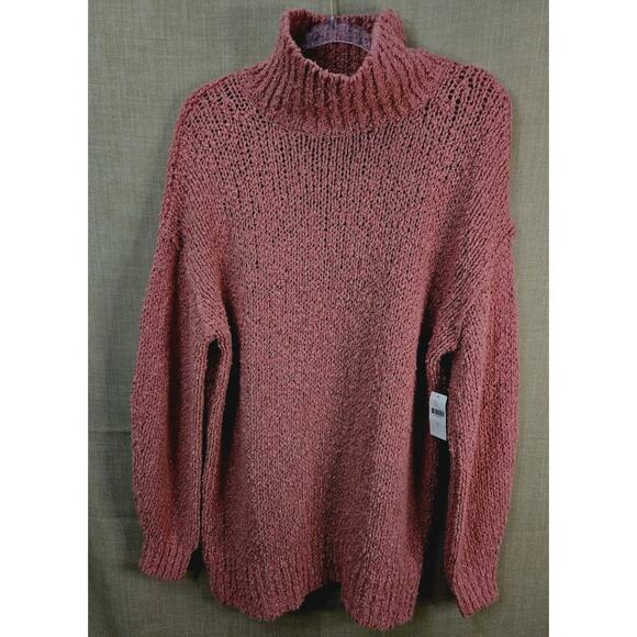 Anthropologie Oversized Rose Mock Neck Sweater Chunky Loose Knit Size Small NWT - Picture 1 of 8